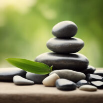 A soothing and calming image for a massage therapy website with stones